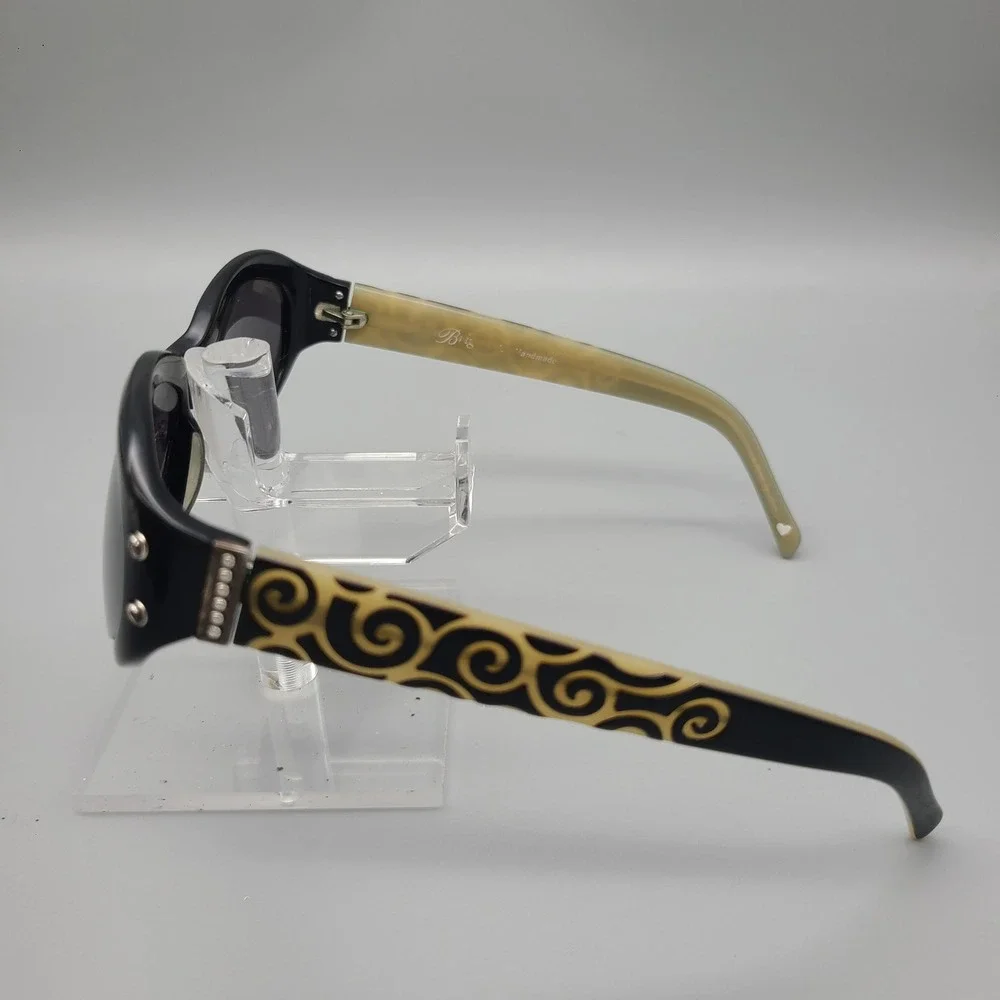 Brighton Breakaway Sunglasses Black Cream Scroll Oval Frames A10995 55-16-140